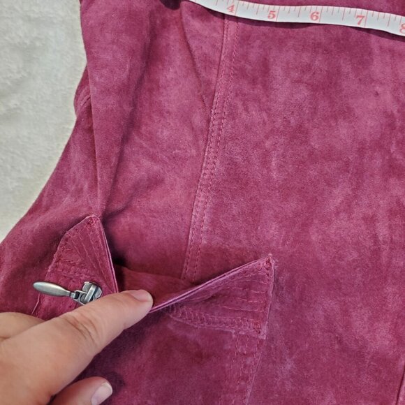 Chico Red Maroon Leather Suede Jacket Women Large 2 Feminine Luxury Boho Classic - Picture 5 of 9